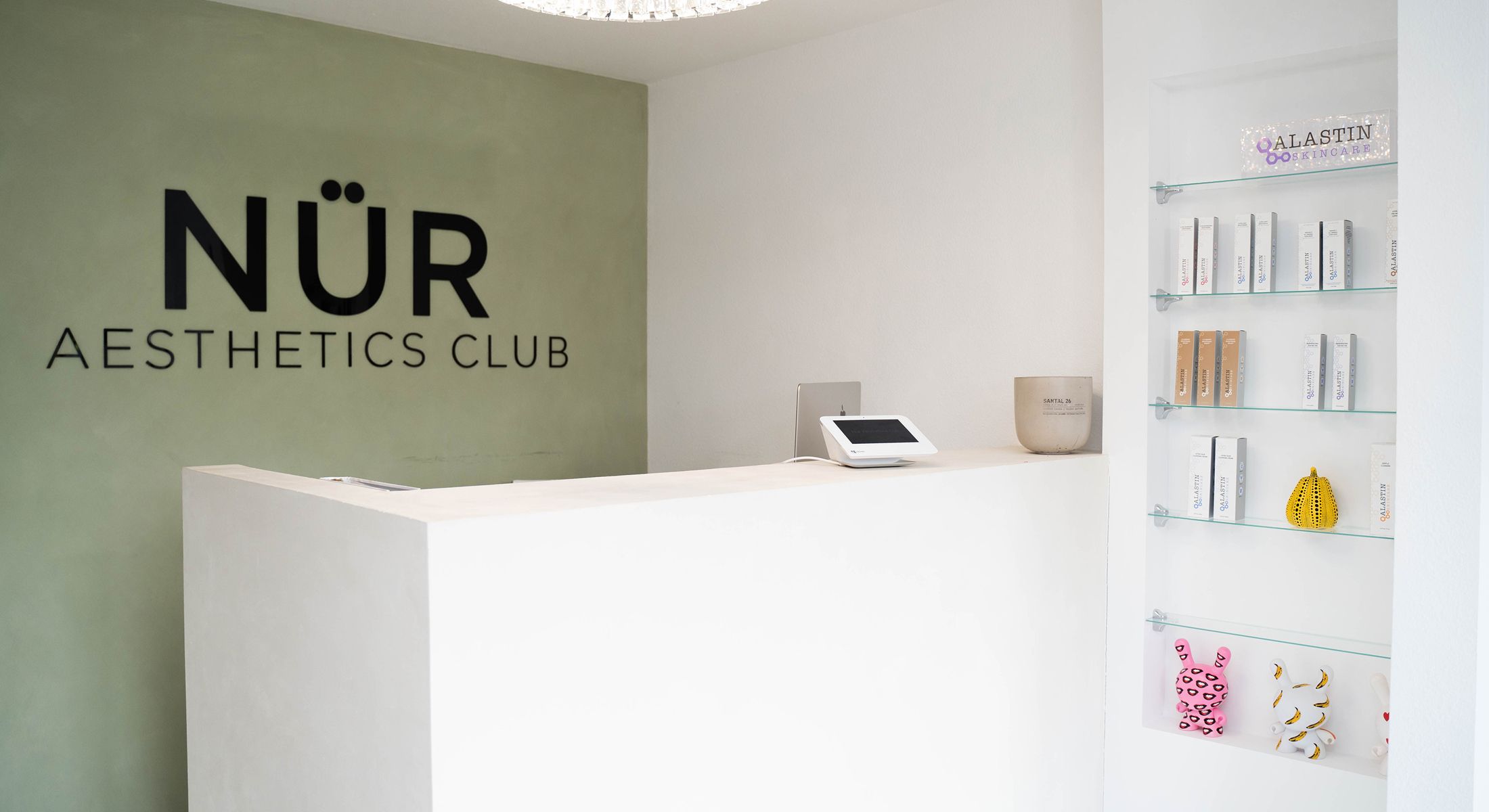 Reception area of an aesthetics club.